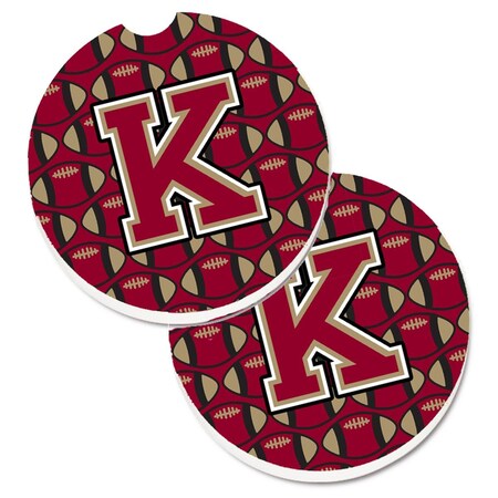 Carolines Treasures Letter K Football Garnet and Gold Cup Holder Car Coaster, PK2 CJ1078-KCARC